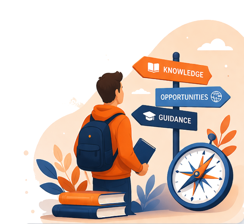 Student choosing the right path for study abroad with guidance and opportunities