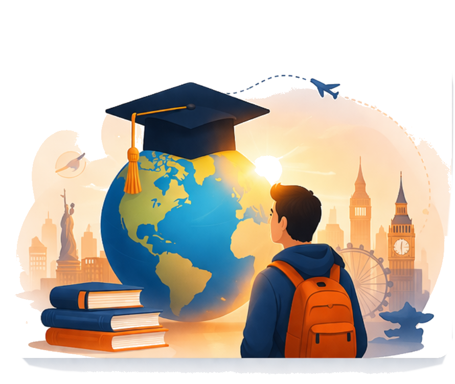 Global education vision with students achieving international success